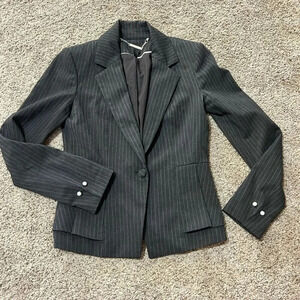 White House Black Market Blazer Jacket Womens Peplum Pearl Cufflinks Office Work
